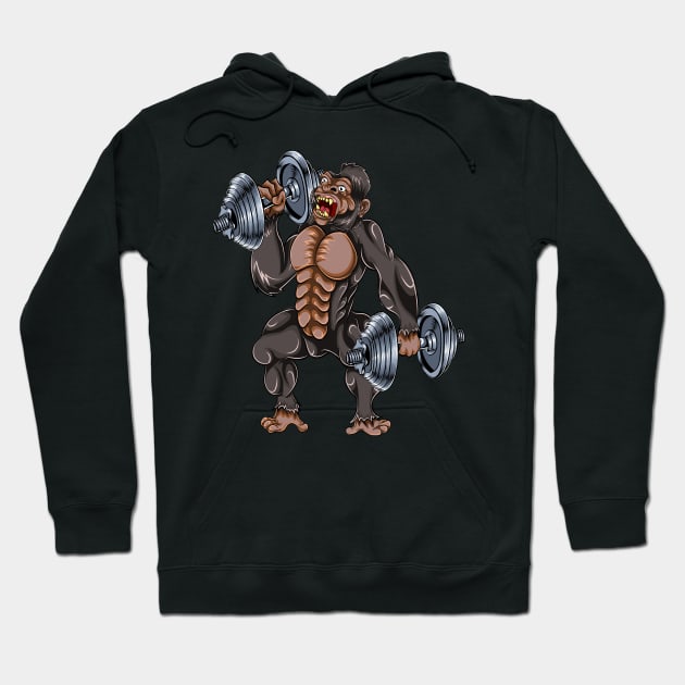 Gorilla Biceps Curls Workout Hoodie by ShirtsShirtsndmoreShirts